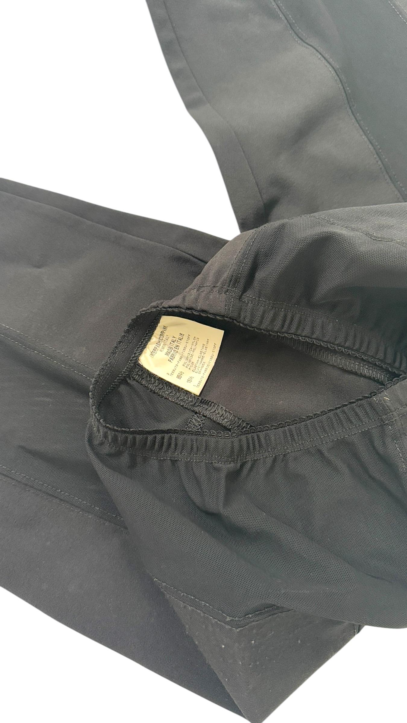 Début des années 2000 Marithé + François Girbaud Leggings extensibles noirs à empiècements en maille en vente 1