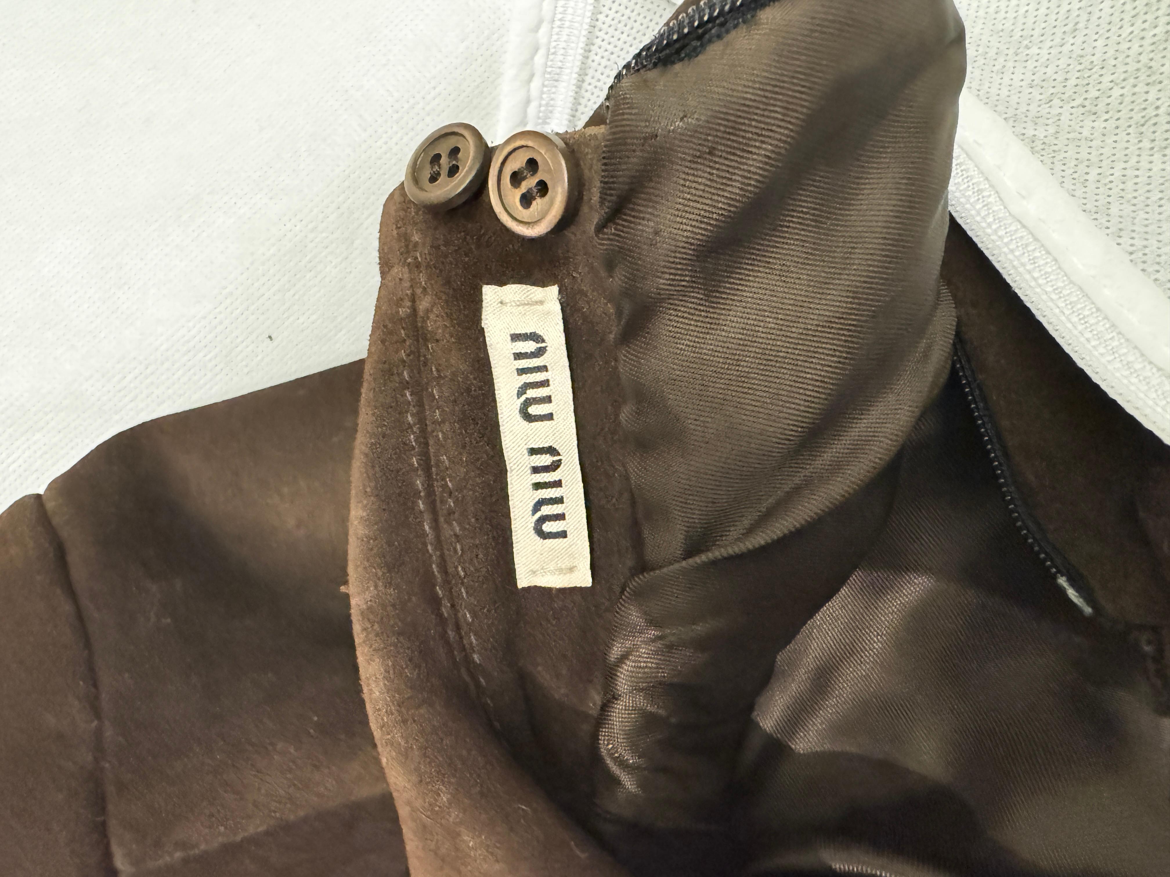 Early 2000s Miuccia Prada-Era Miu Miu Suede Shirtdress in Chocolate Brown For Sale 1