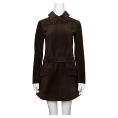 Early 2000s Miuccia Prada-Era Miu Miu Suede Shirtdress in Chocolate Brown