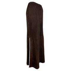 Early 2000s Oscar de La Renta Brown Suede Maxi Skirt