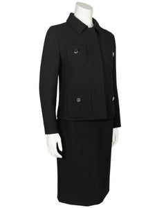 Früher 2000er Prada Anzug aus schwarzer Wolle mit abgeschnittener Jacke