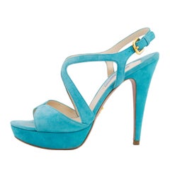 Early 2000s Prada Blue Suede Heels
