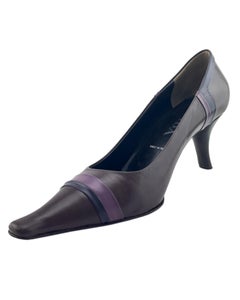Early 2000s Prada Brown and Purple Leather Pumps
