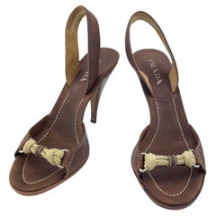 Début des années 2000 - Prada - Chaussures à talons en cuir Brown avec cordage