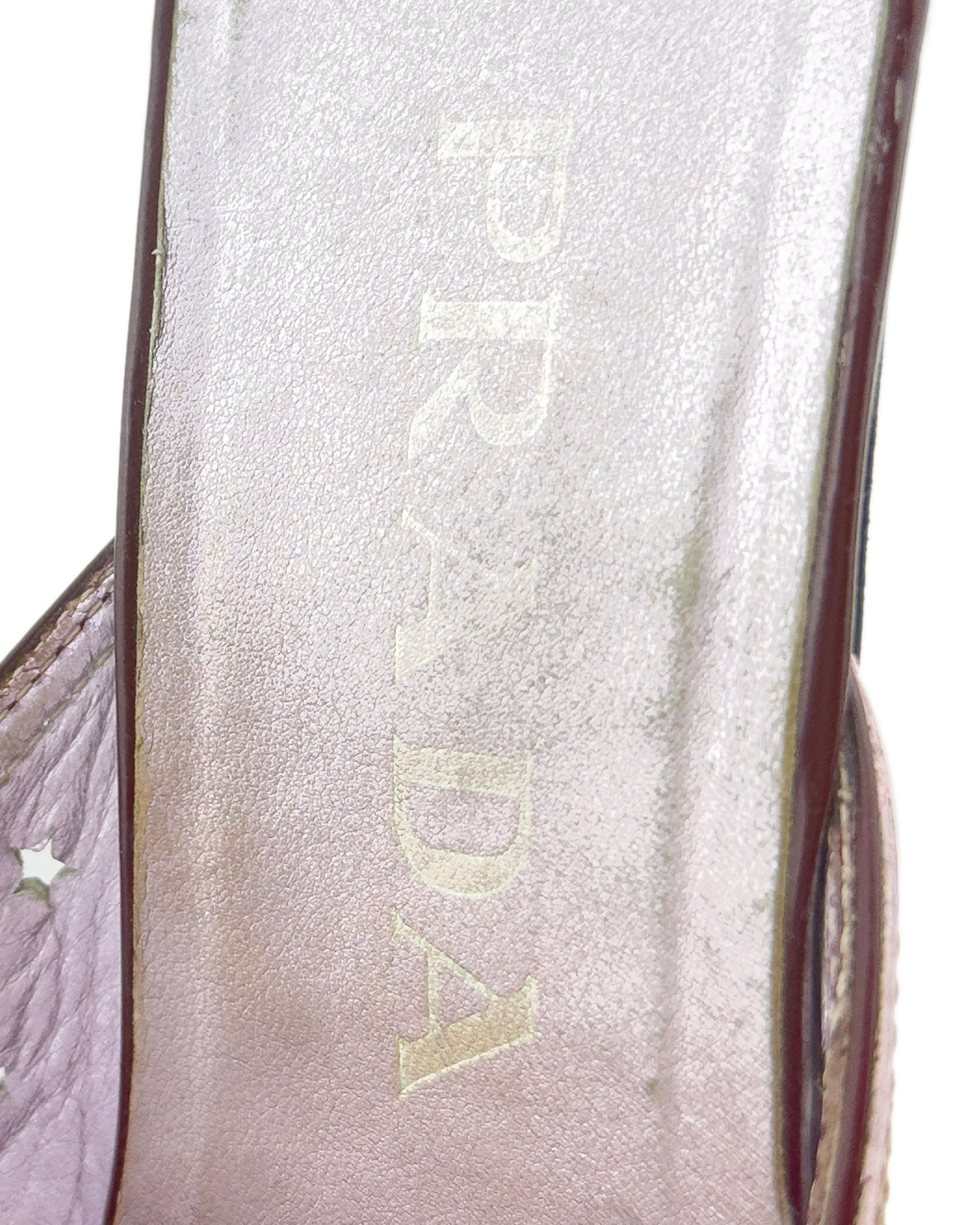 Early 2000s Prada Burgundy and Tan Mules with Star Cut Outs For Sale 2