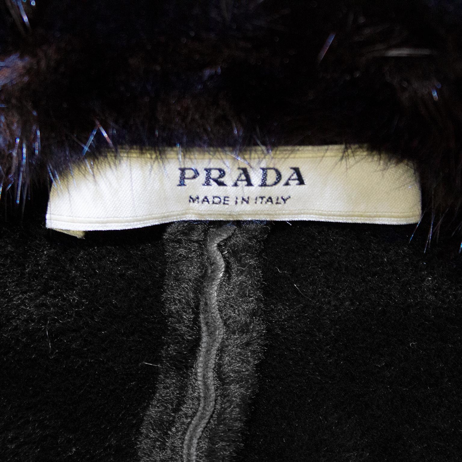 Early 2000's Prada Fitted and Cropped Black Shearling Jacket In Good Condition In Toronto, Ontario