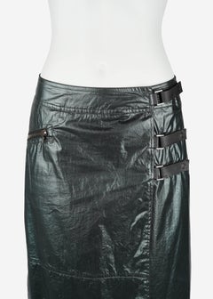Early 2000s Prada Iridescent Coated Cotton Utility Wrap with Buckle Details IT38