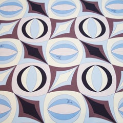 Early 2000s Pucci Blue and Brown Printed Silk Mini Scarf
