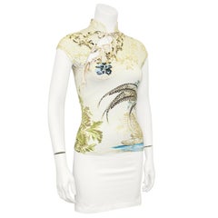 Roberto Cavalli S/S 2003 Cheongsam Style Mesh Top with Swan