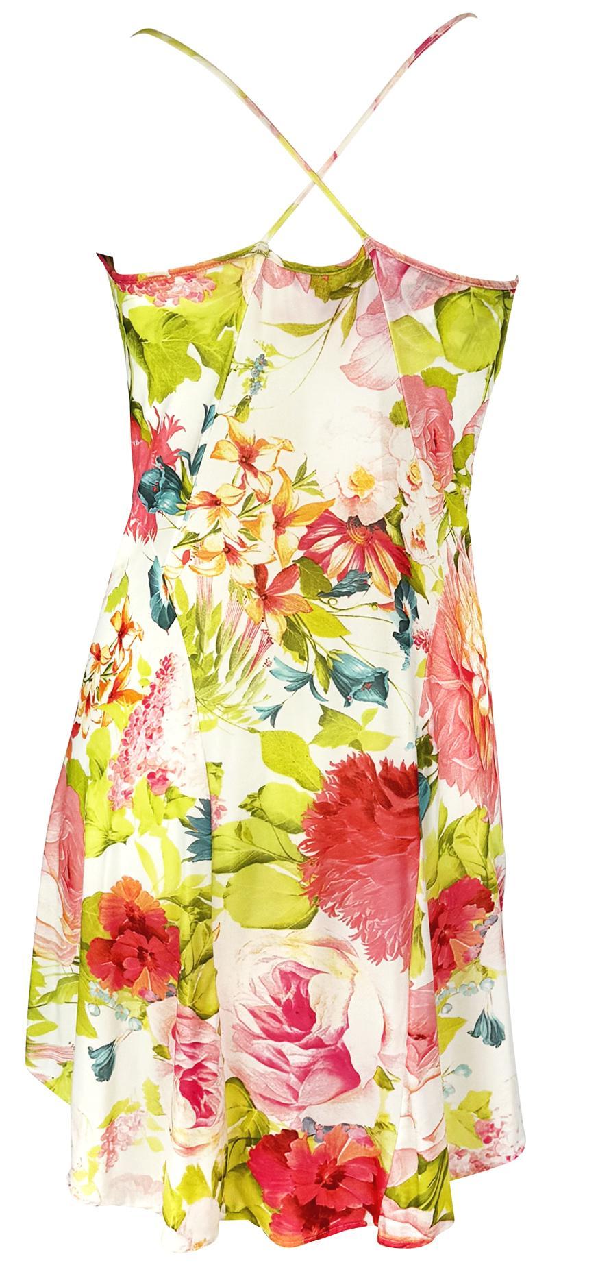 Roberto Cavalli Rosa geblümtes Slip-Minikleid aus den frühen 2000ern im Zustand „Hervorragend“ im Angebot in West Hollywood, CA