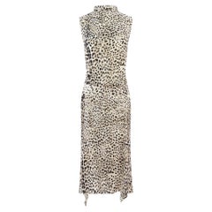 Inizio anni 2000: completo Roberto Cavalli con gonna aderente in raso con stampa leopardata bianca e top, taglia L