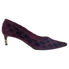 Early 2000s Tom Ford for Gucci Burgundy Velvet Pumps with Bamboo Heel
