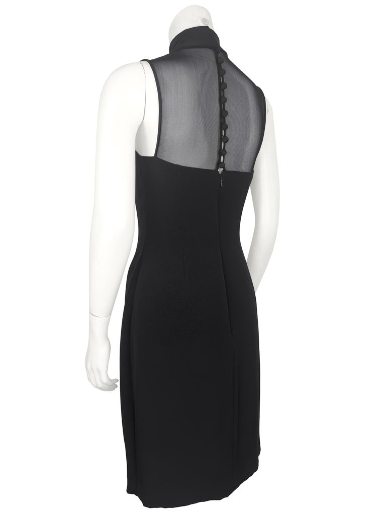 Early 2000s Vera Wang Black Illusion Turtleneck Black Cocktail Dress