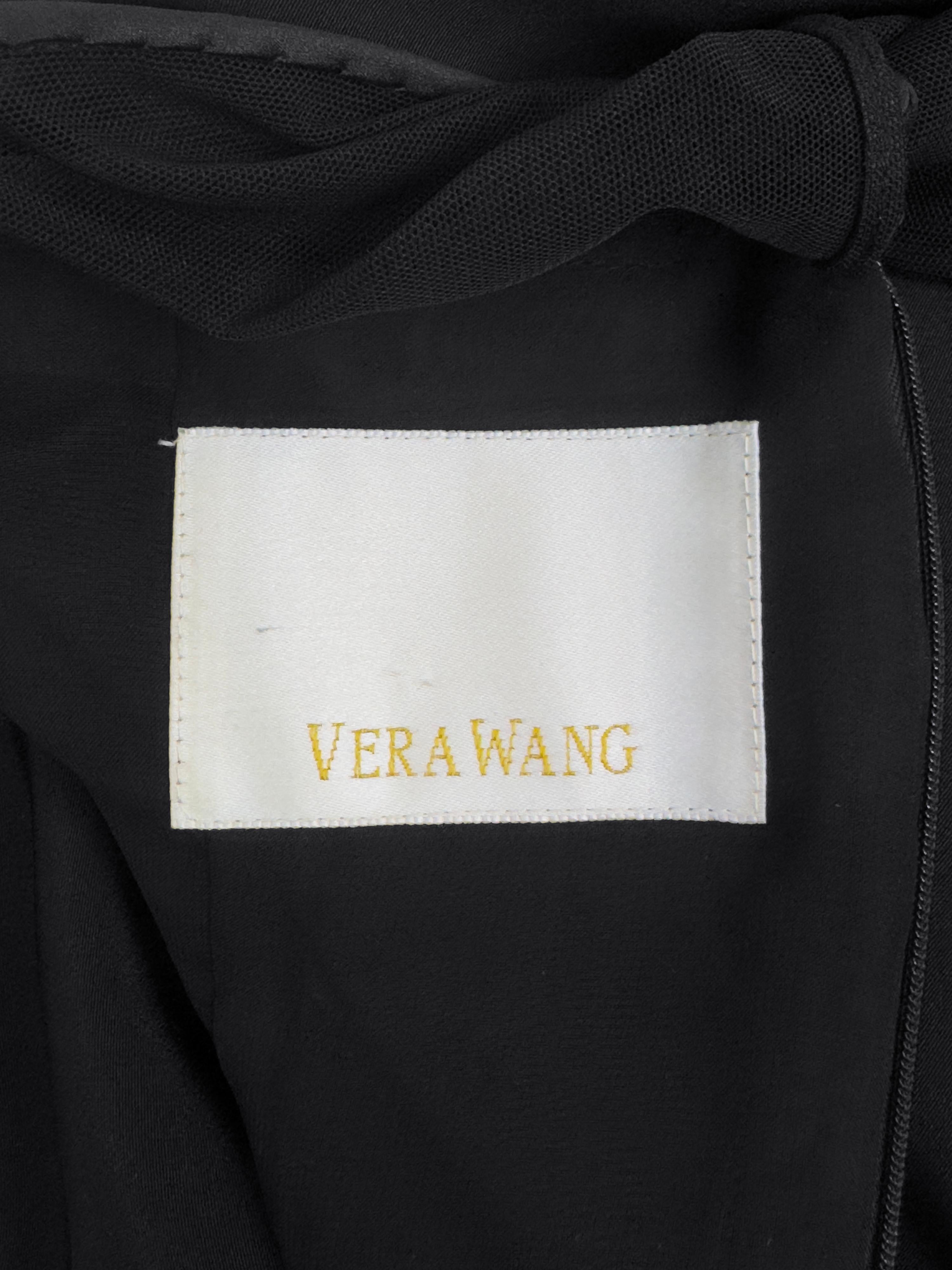 Early 2000s Vera Wang Black Illusion Turtleneck Black Cocktail Dress For Sale 1
