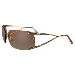 F/W 2003 Versace by Donatella Runway Pink Gold Rhinestone Rimless Sunglasses (lunettes de soleil sans monture)
