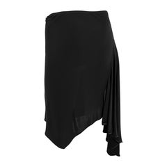 Anfang 2000er Yigal Azrouel Schwarzer asymmetrischer Stretch-Schlagrock