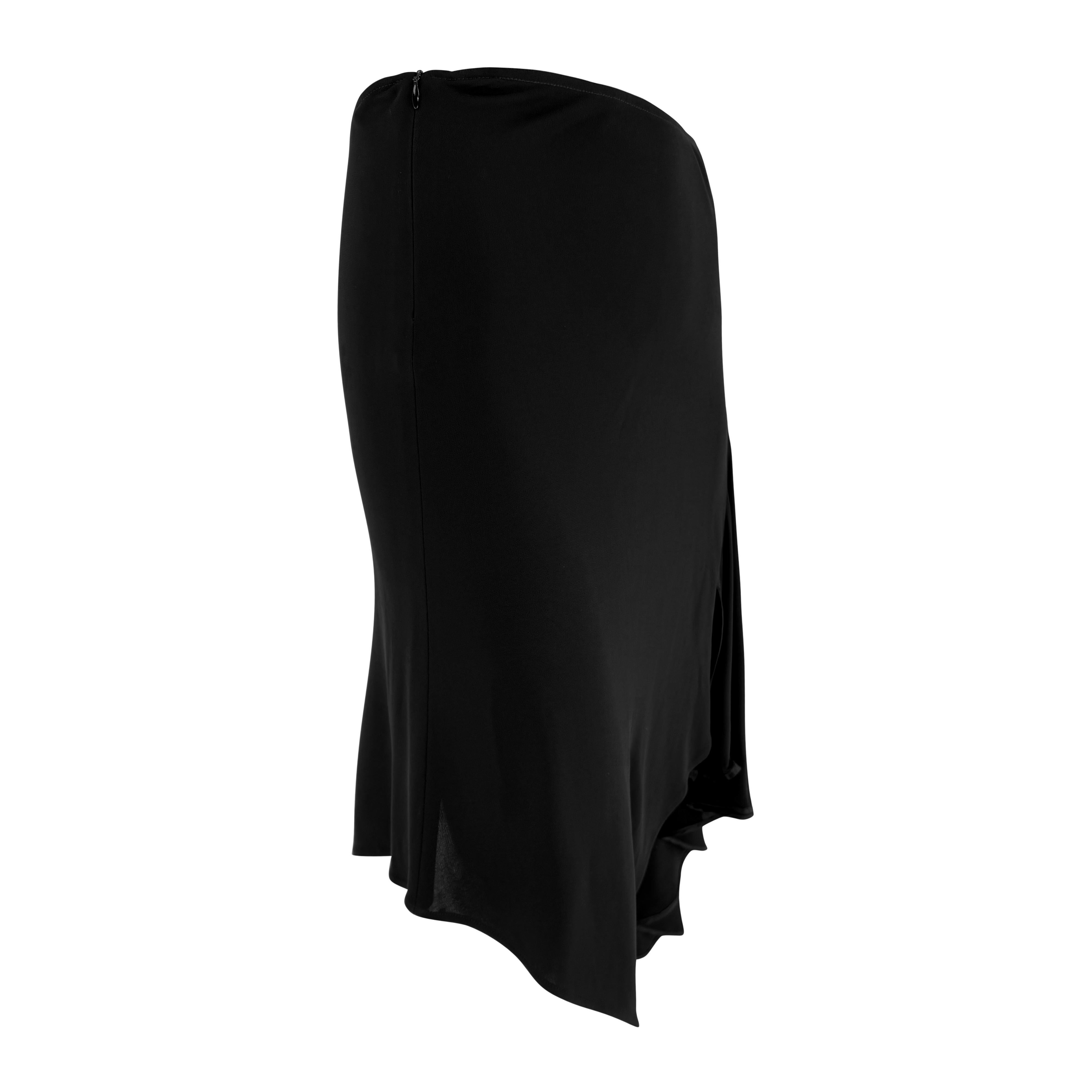 Principios de los 2000 Yigal Azrouel Falda acampanada elástica asimétrica negra Negro en venta
