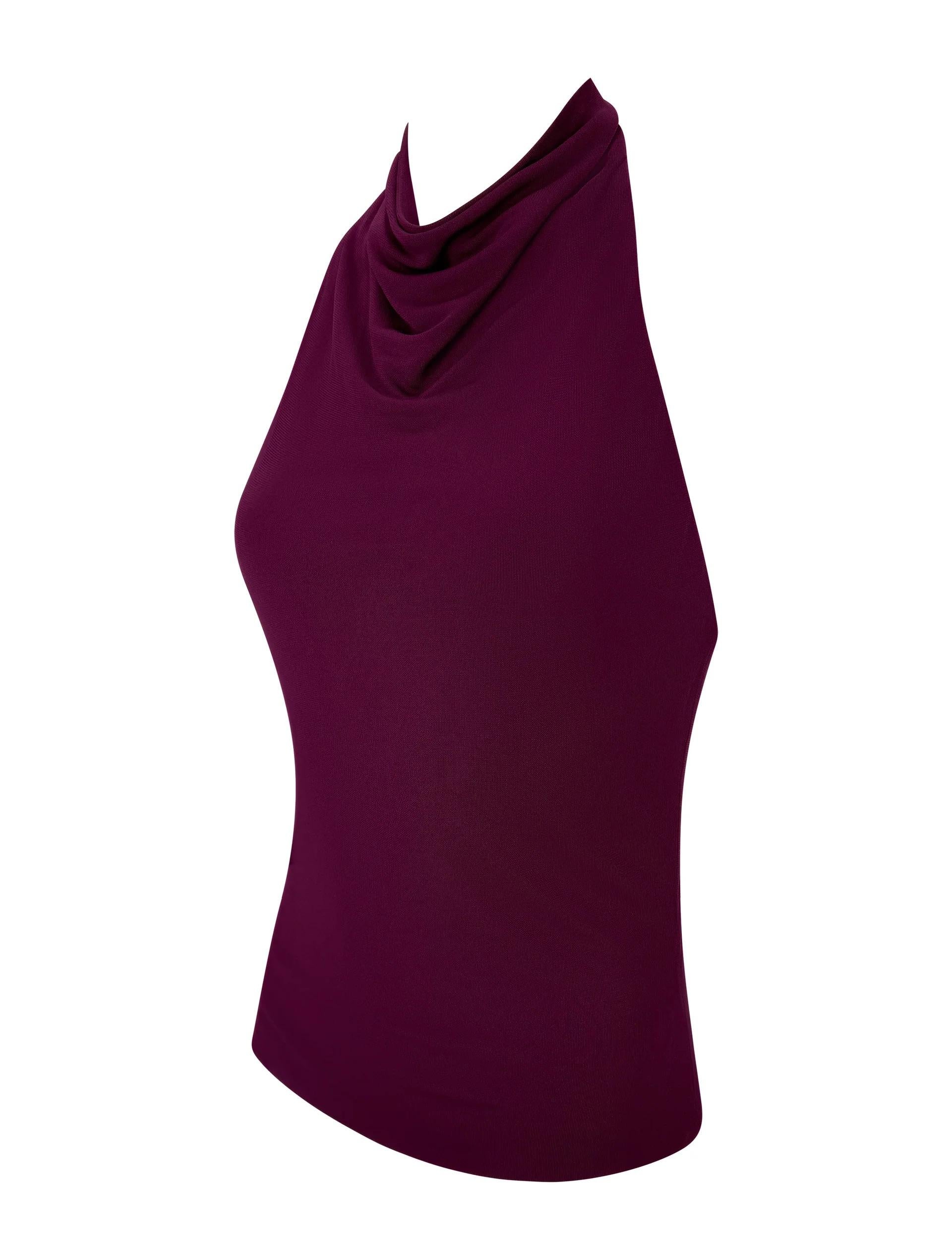 Principios de la década de 2000 Yigal Azrouël Top sin espalda, elástico y sin tirantes burdeos en venta 1