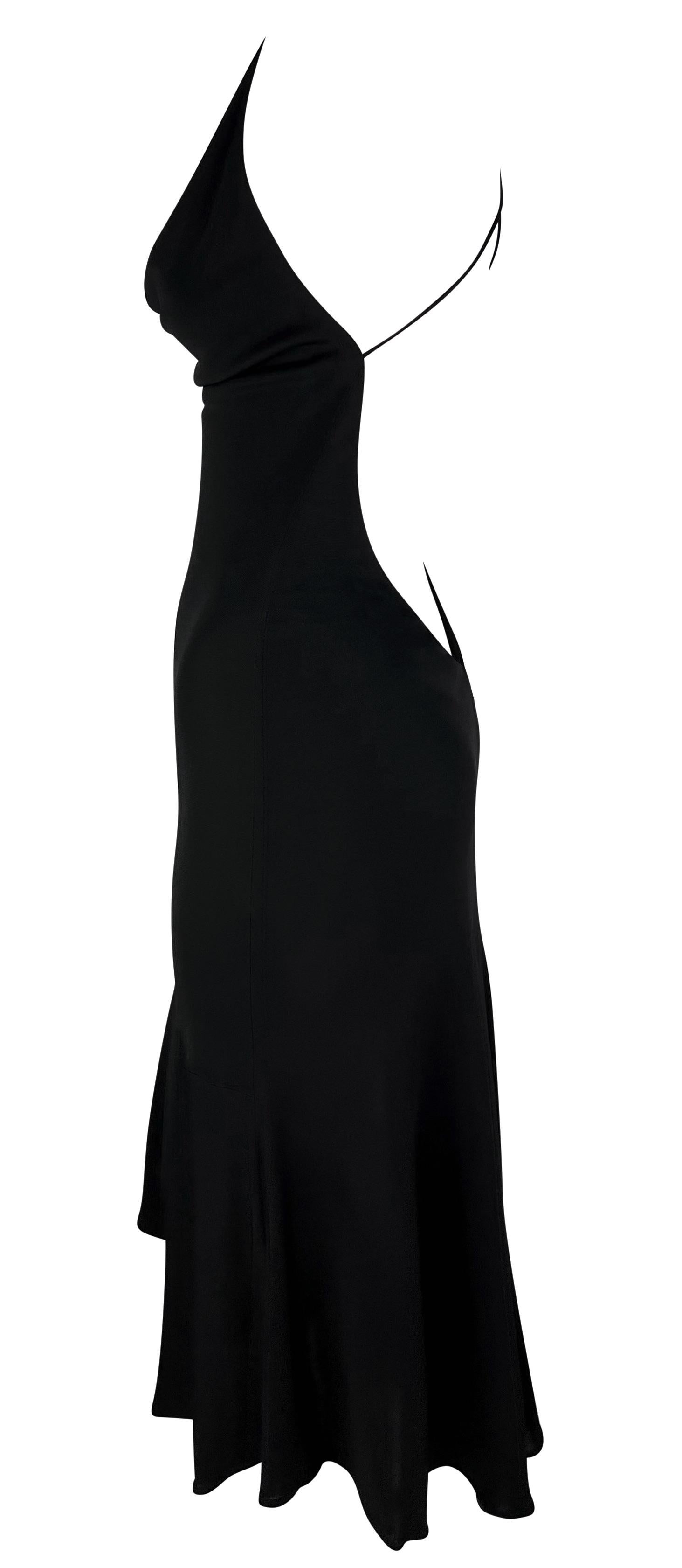 Early 2000s Yigal Azrouël Sheer Backless Black Cowl Neck Flare Dress  For Sale 2