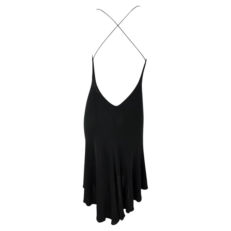 Early 2000s Yigal Azrouël Sheer Backless Black Cowl Neck Flare Dress For  Sale at 1stDibs