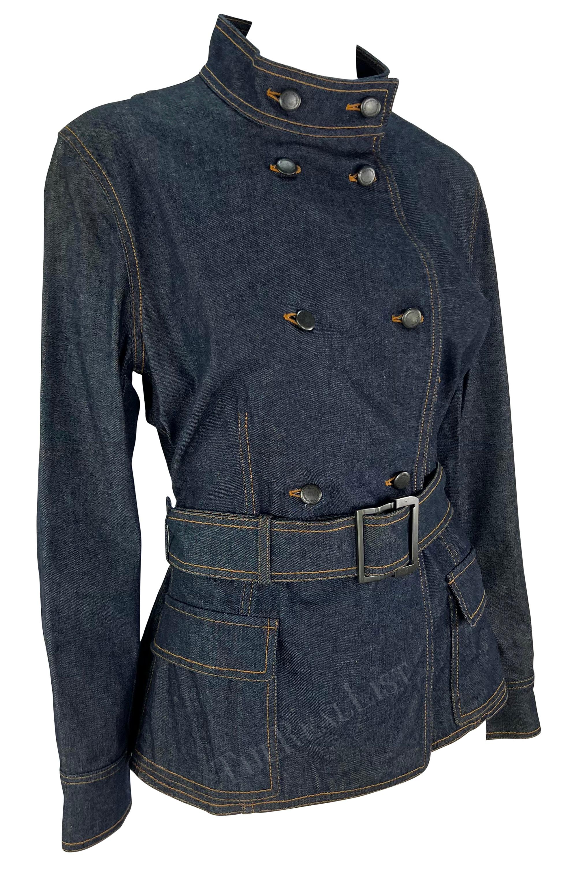 Early 2000s Yves Saint Laurent by Tom Ford Belted Denim Jacket For Sale 2