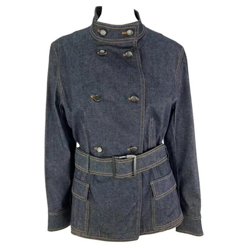 Giacca di jeans con cintura Yves Saint Laurent by Tom Ford dei primi anni 2000 in vendita