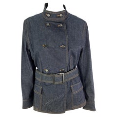 Early 2000s Yves Saint Laurent by Tom Ford Belted Denim Jacket