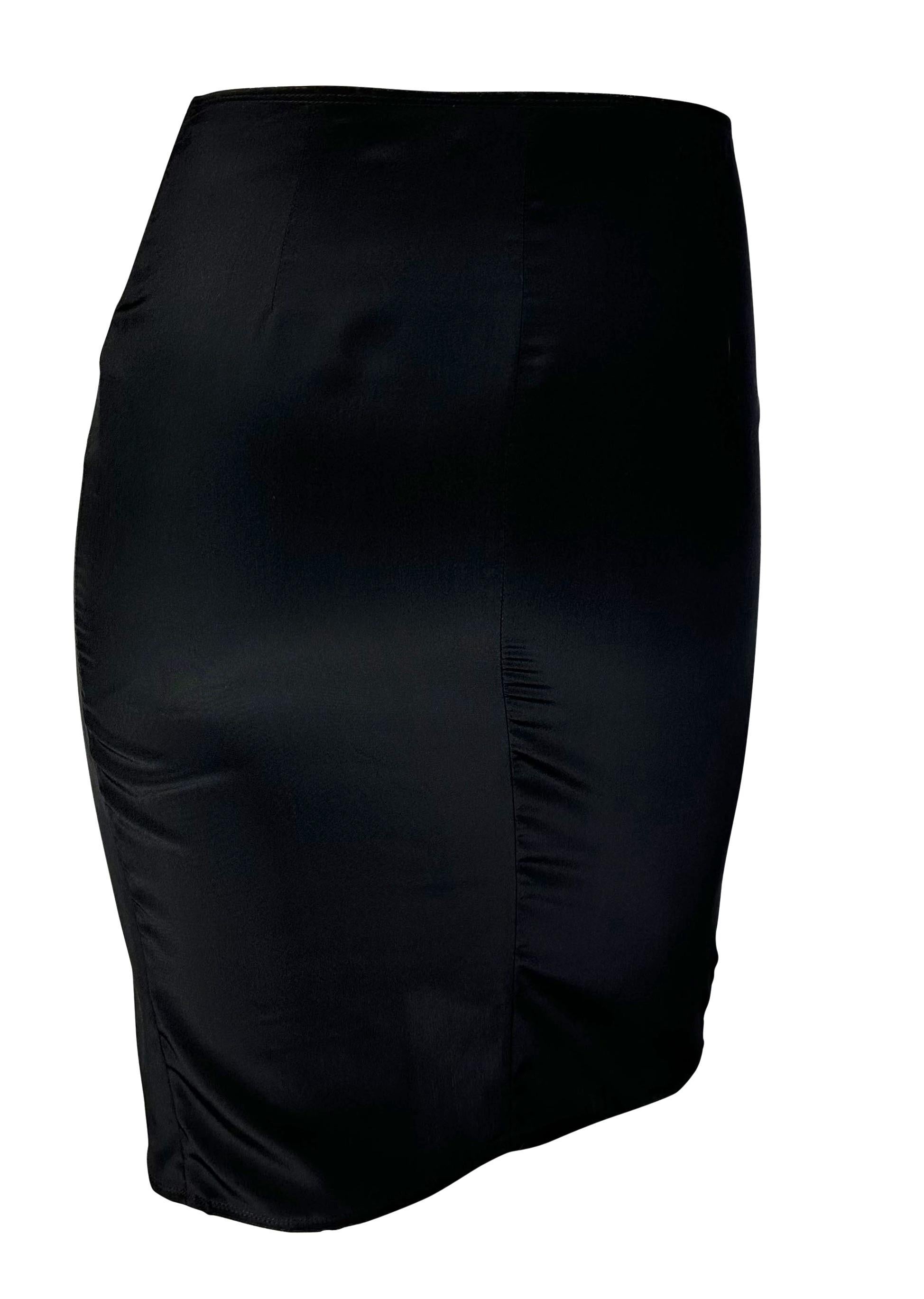 Women's Early 2000s Yves Saint Laurent by Tom Ford Black Silk Ruffle Button Skirt  For Sale