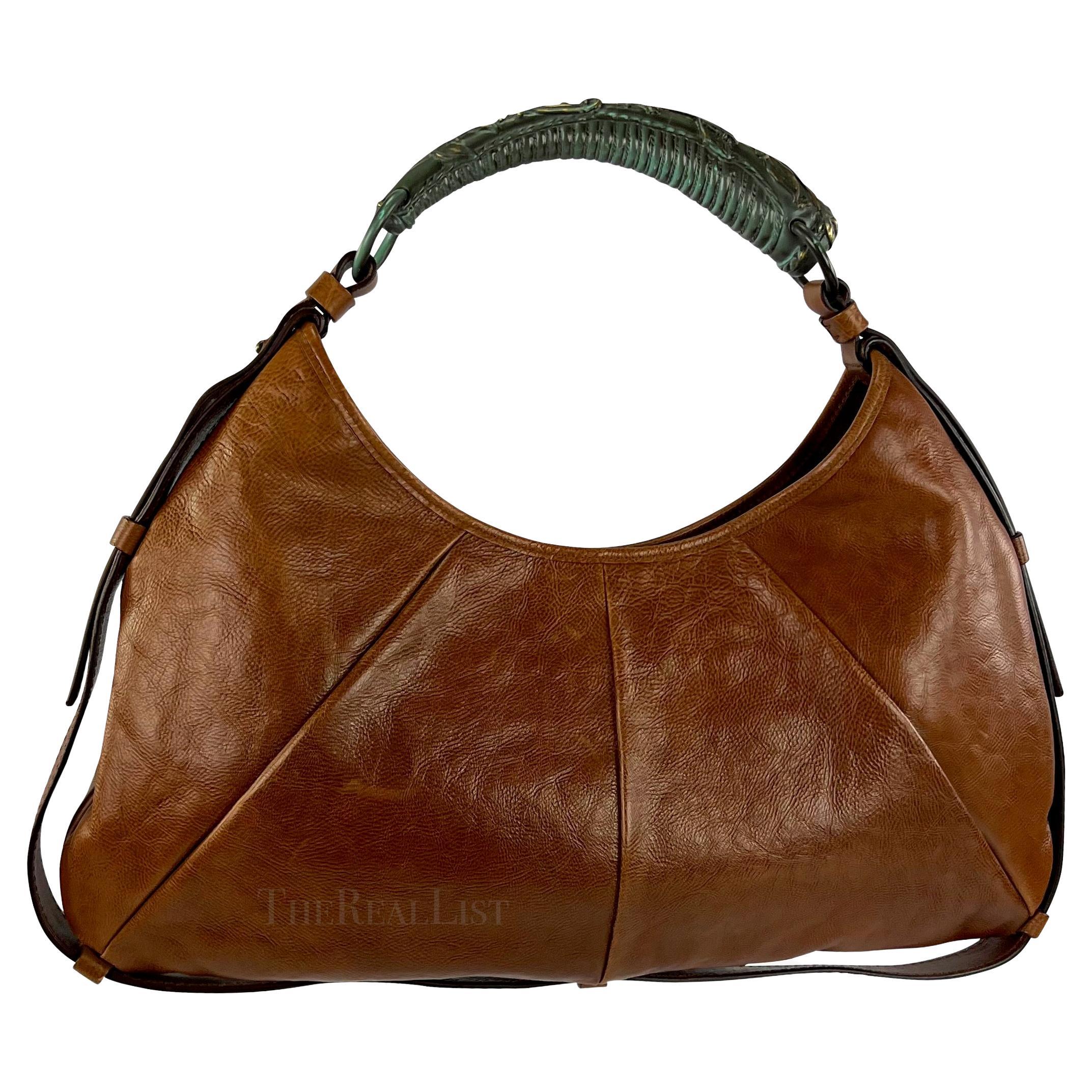 Early 2000s Yves Saint Laurent by Tom Ford Saddle Brown Metal Mombassa Bag In Good Condition In West Hollywood, CA