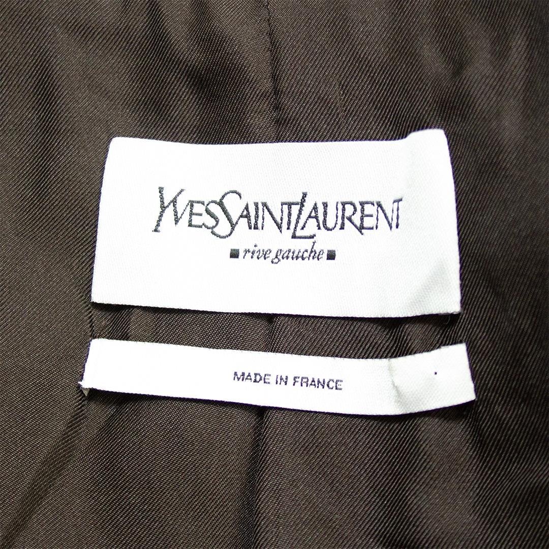Early 2000's Yves Saint Laurent Rive Gauche Brown Velvet Embroidered Jacket For Sale 3