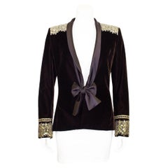 Anfang 2000er Yves Saint Laurent Rive Gauche Brown Samt bestickte Jacke