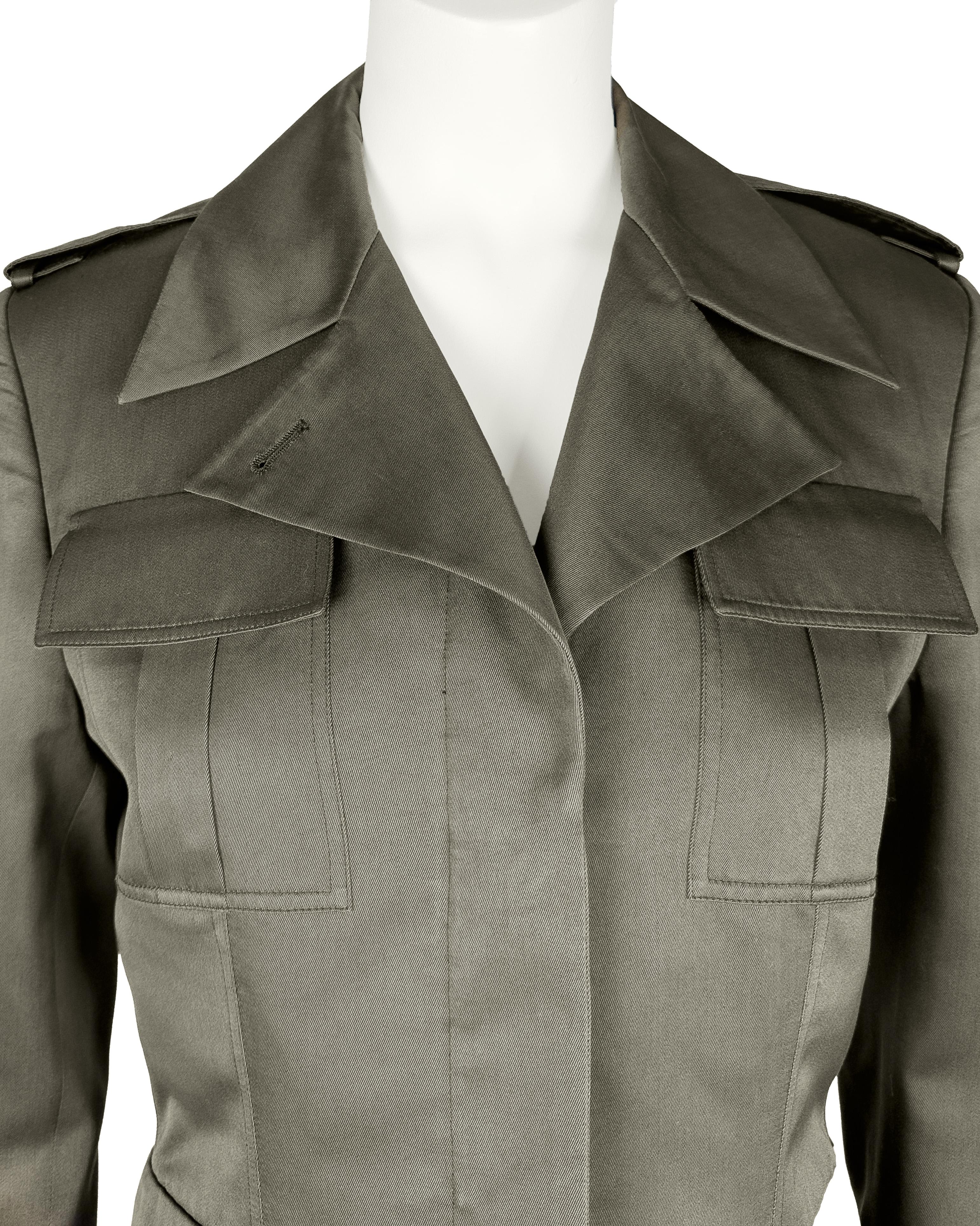 Principios de los 2000Gucci Tom Ford Era Chaqueta de algod�ón oliva estilo safari en Bueno estado para la venta en Toronto, Ontario