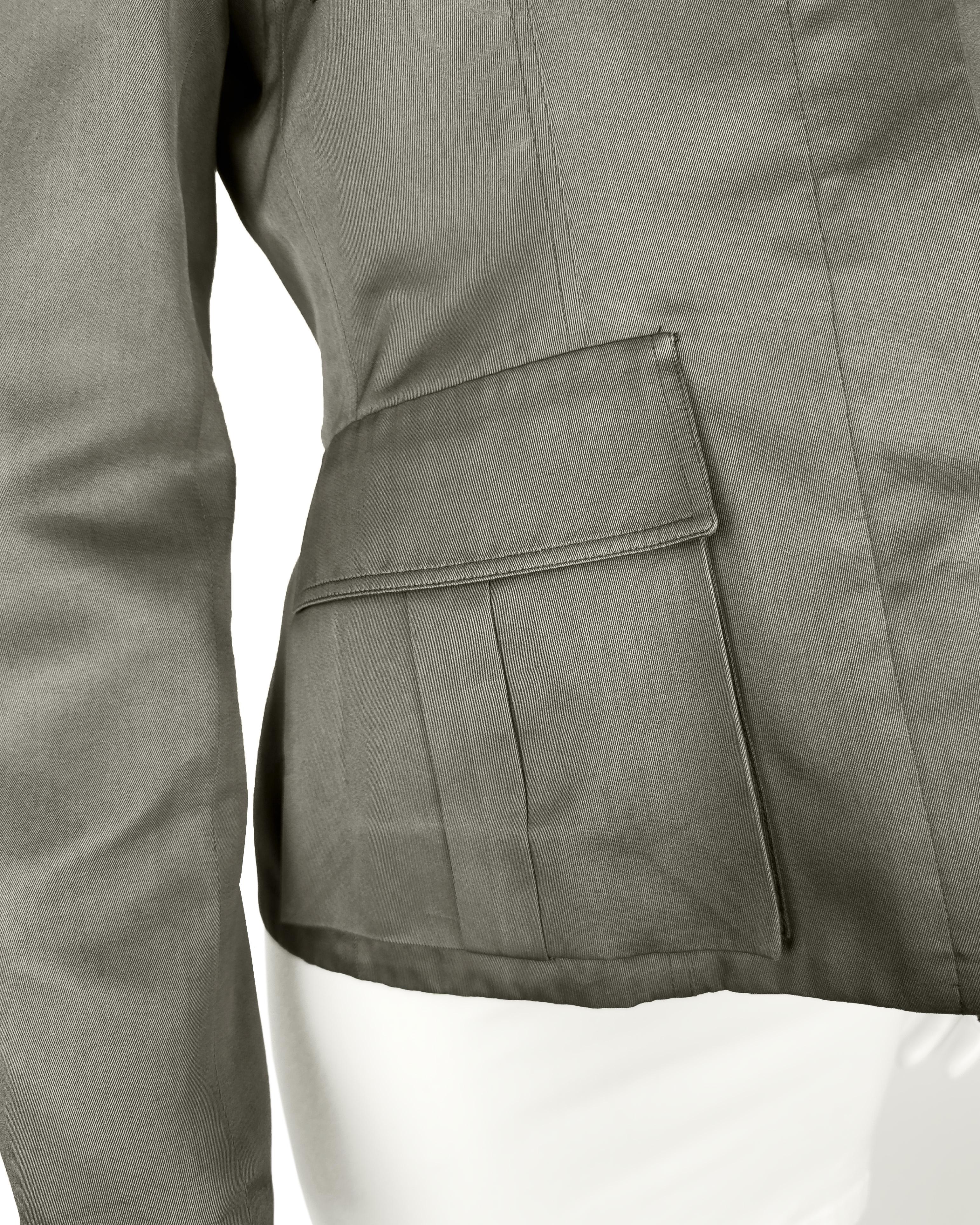 Femenino o masculino Principios de los 2000Gucci Tom Ford Era Chaqueta de algodón oliva estilo safari en venta