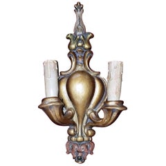 Used Early 20th Century Carved and Gilded Wall Light Sconce by Thorvald Strom