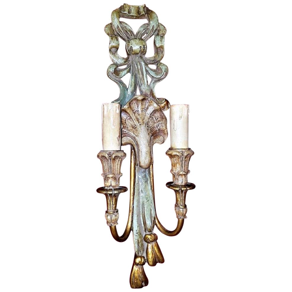 Early 20th Century Carved Wall Light Sconce by Thorvald Strom