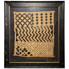 Antique Early 20th Century Congolese Kuba Framed Textile