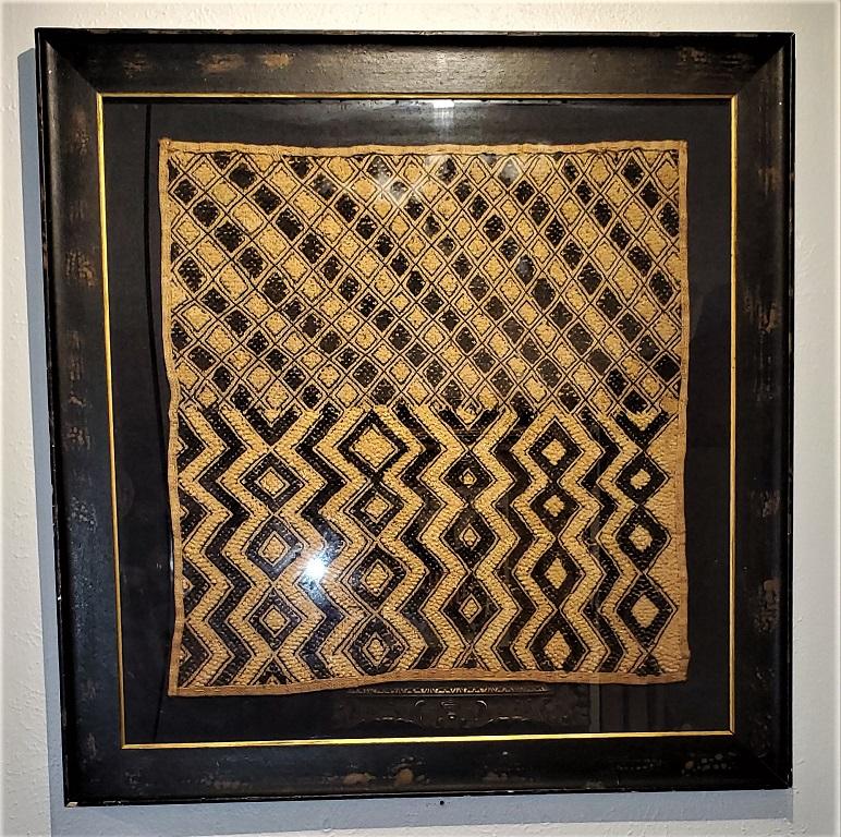 Early 20th Century Congolese Large Kuba Framed Textile In Good Condition In Dallas, TX