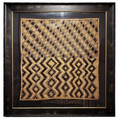 Antique Early 20th Century Congolese Large Kuba Framed Textile