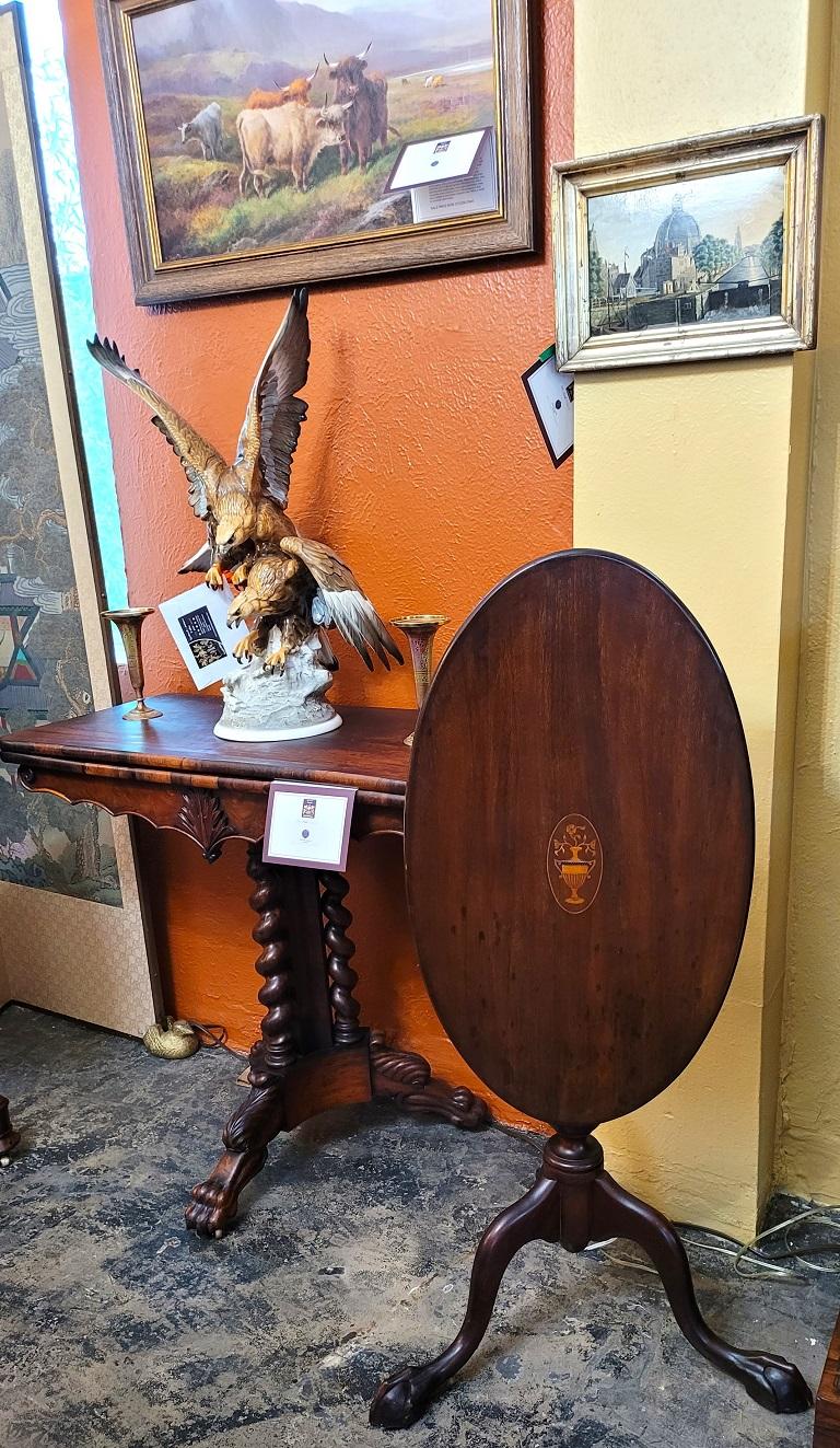 Early 20C English Oval Tilt Top Ball and Claw Side Table 3