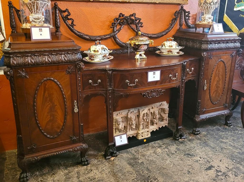 Early 20C Exceptional Chippendale Irish Georgian Style Sideboard by S Hille For Sale 13