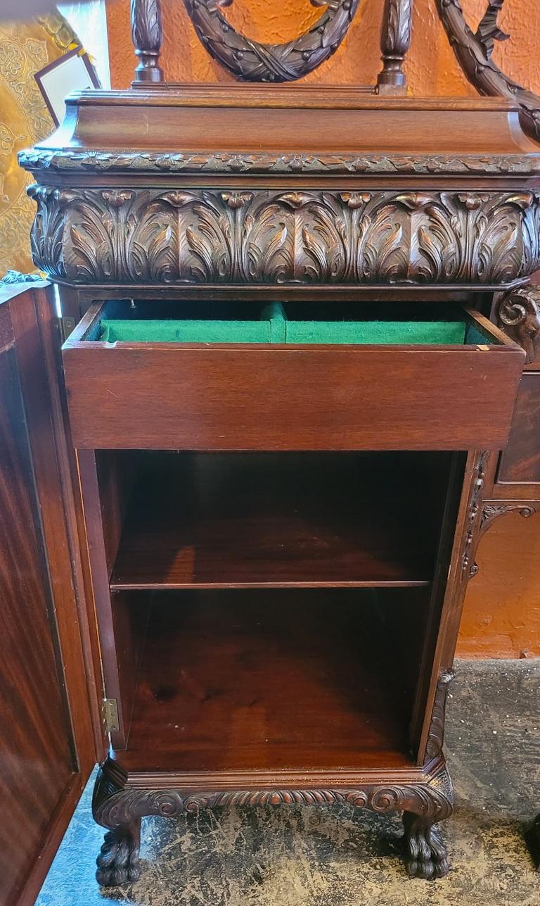 Early 20C Exceptional Chippendale Irish Georgian Style Sideboard by S Hille For Sale 4