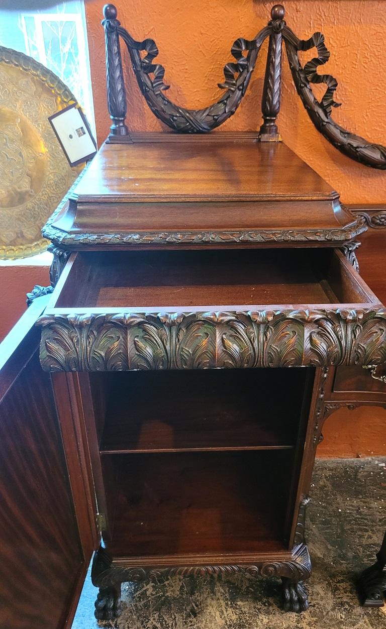 Early 20C Exceptional Chippendale Irish Georgian Style Sideboard by S Hille For Sale 7
