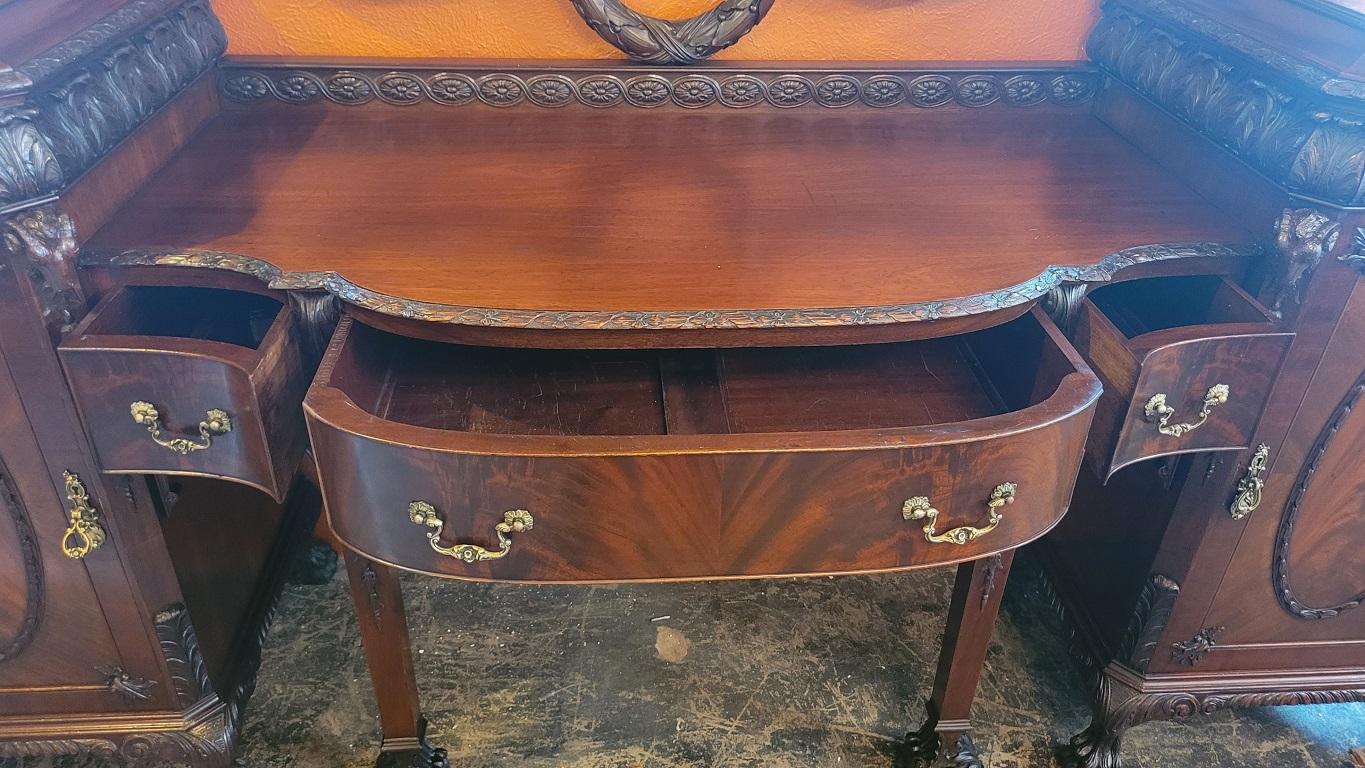 Early 20C Exceptional Chippendale Irish Georgian Style Sideboard by S Hille For Sale 8