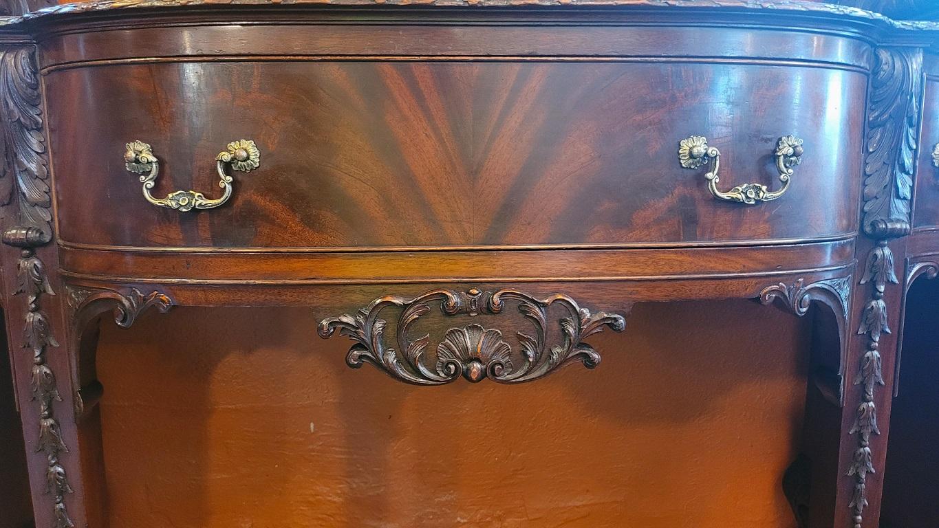 English Early 20C Exceptional Chippendale Irish Georgian Style Sideboard by S Hille For Sale