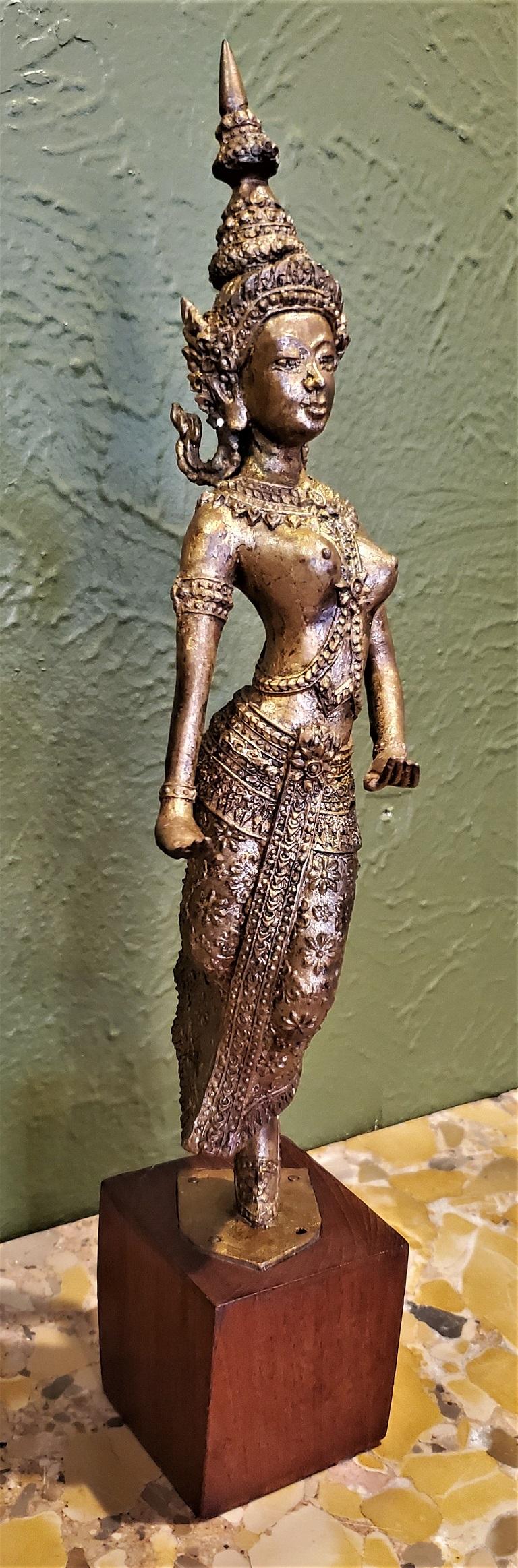 Early 20th Century Gilt Metal Thai Khon Dancer For Sale 5