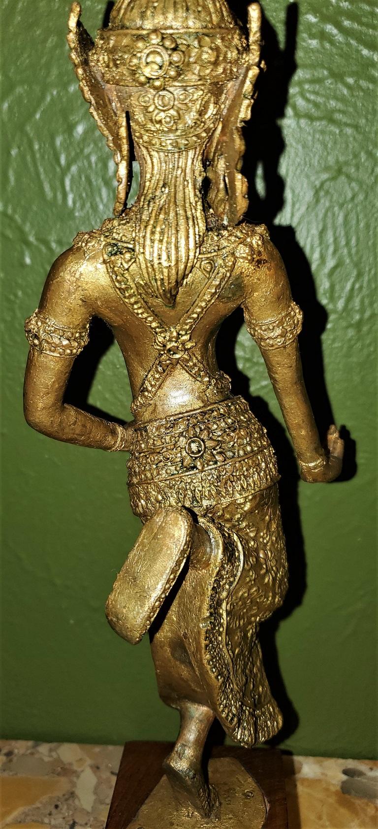 Country Early 20th Century Gilt Metal Thai Khon Dancer For Sale