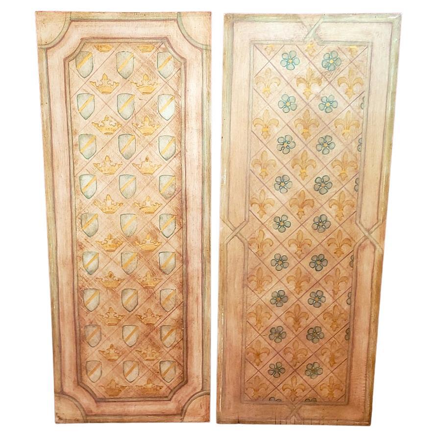 Early 20C Hand Painted Large Sized Ceiling or Wall Panels by Nena Claiborne For Sale