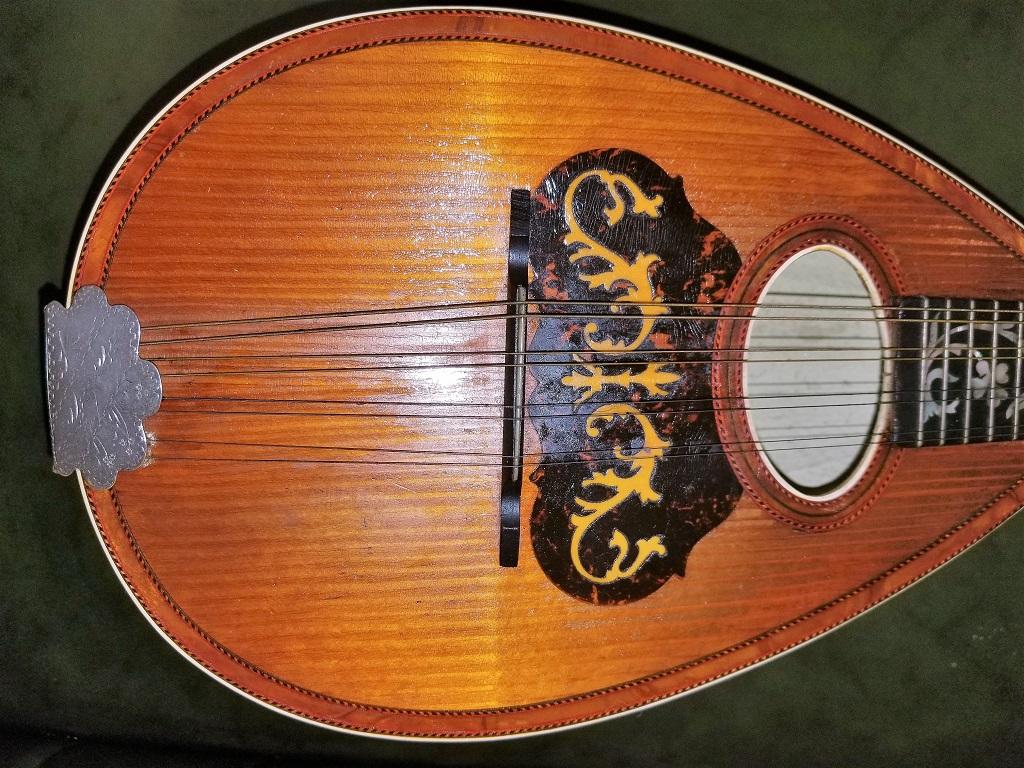 Art Nouveau Early 20th Century Italian Mandolin with Original Case