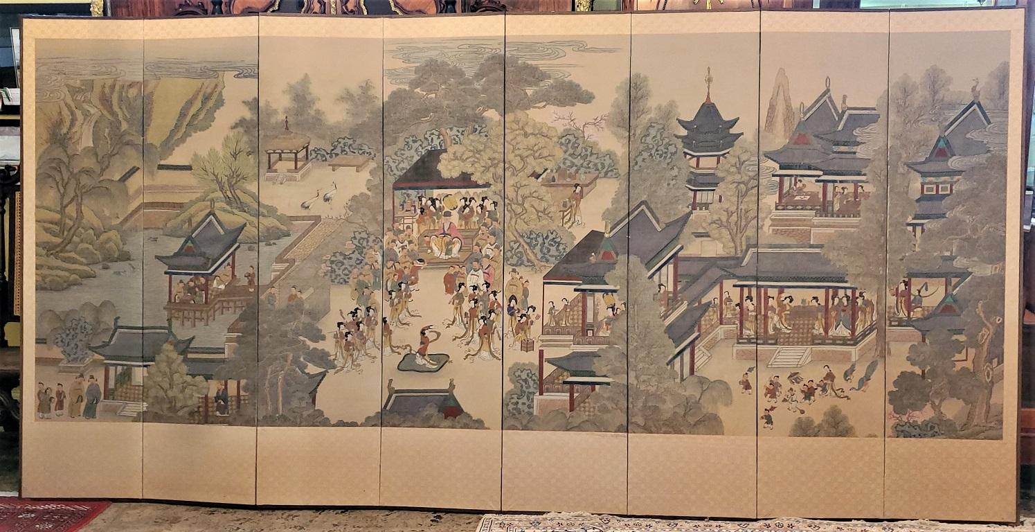 Early 20th Century Korean 8-Panel Hand Painted Screen For Sale 8