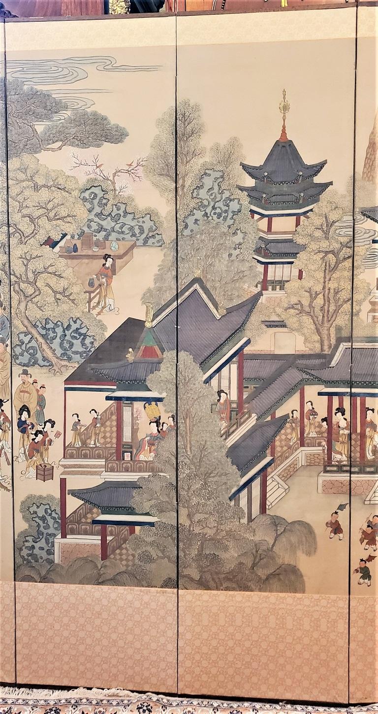 Early 20th Century Korean 8-Panel Hand Painted Screen For Sale 11
